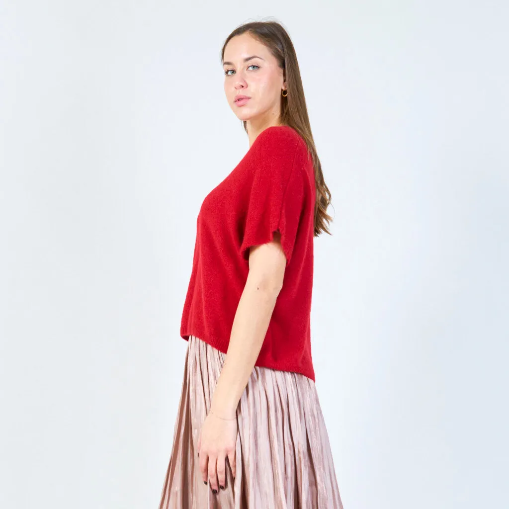 V-neck loose-fit knit top wholesale