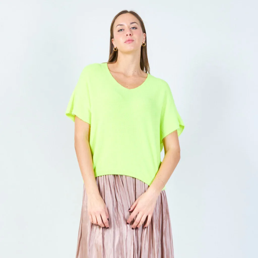 V-neck loose-fit knit top wholesale