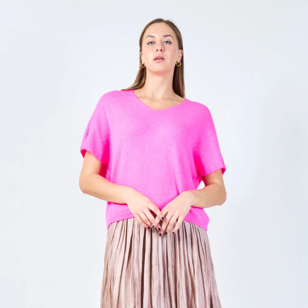 V-neck loose-fit knit top wholesale