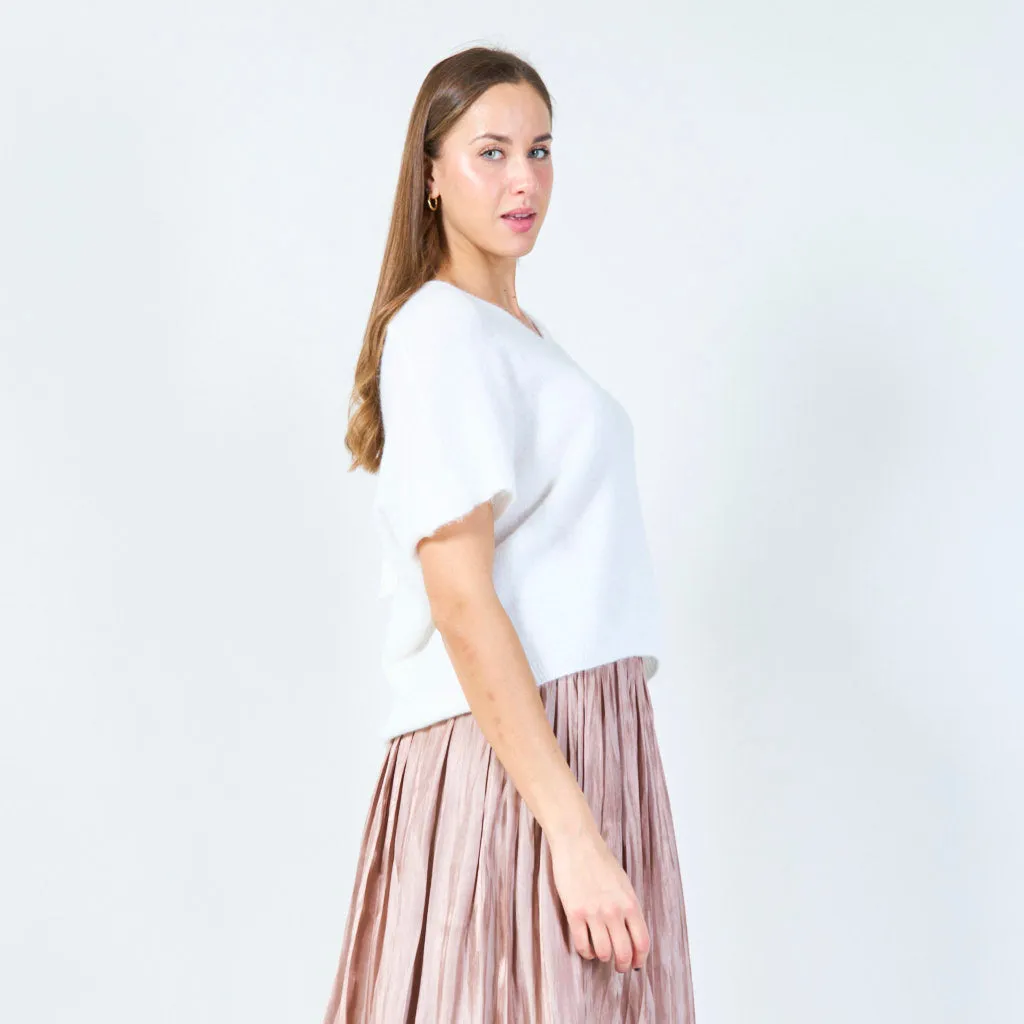 V-neck loose-fit knit top wholesale