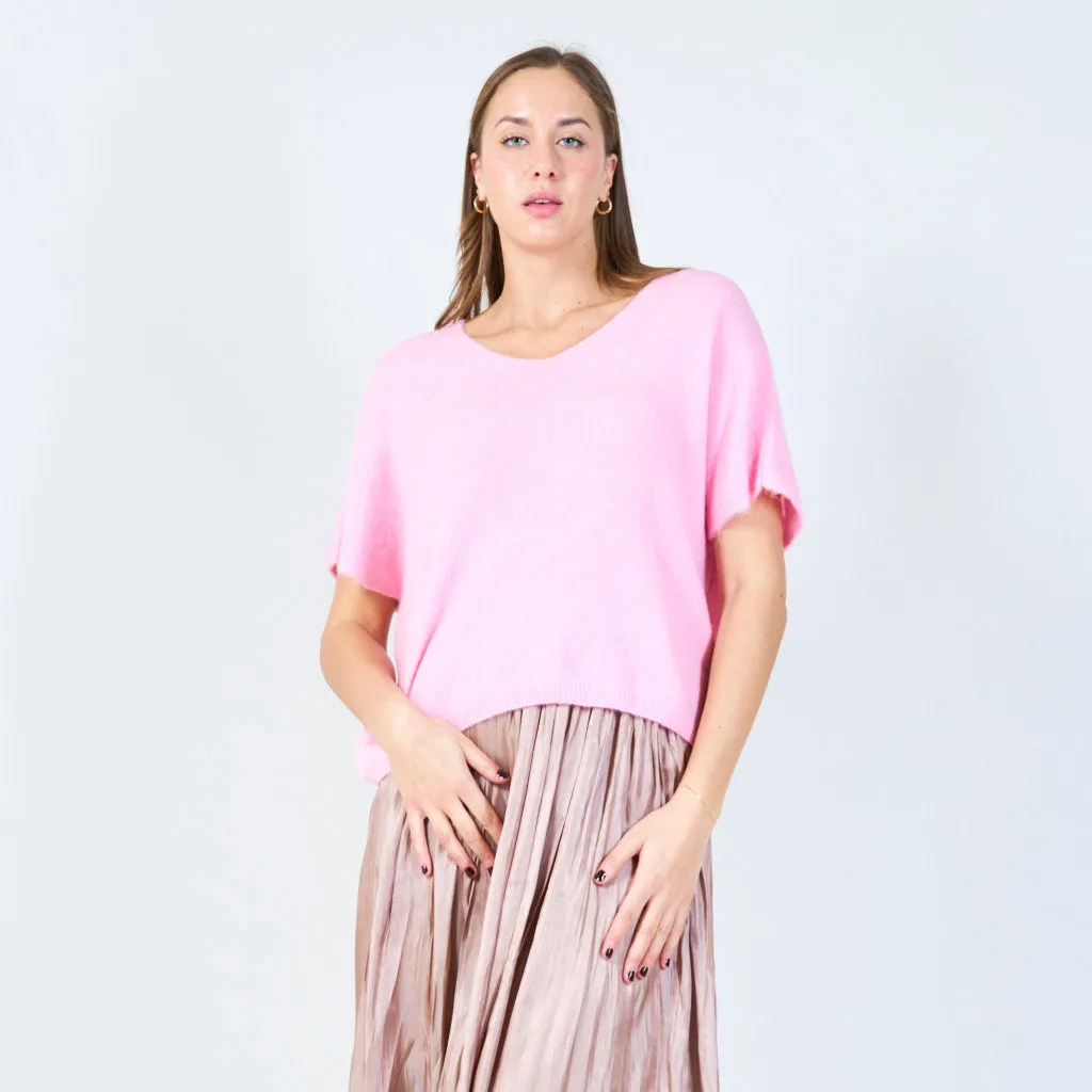 V-neck loose-fit knit top wholesale