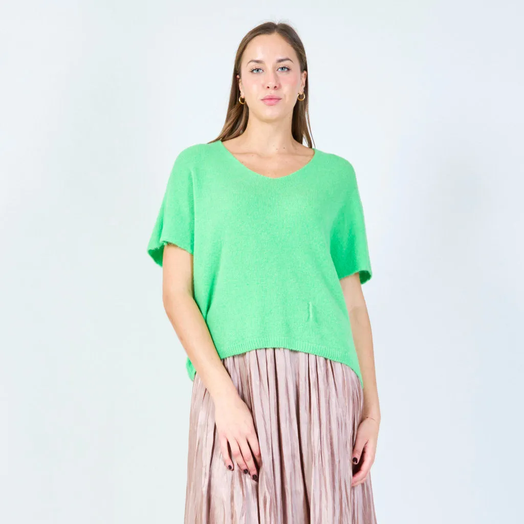 V-neck loose-fit knit top wholesale