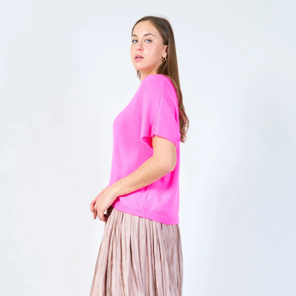 V-neck loose-fit knit top wholesale