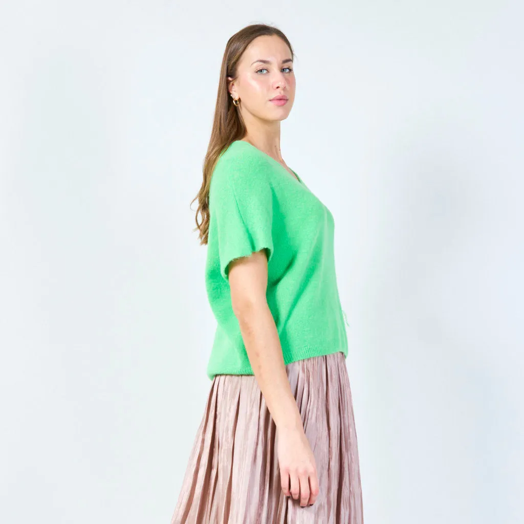 V-neck loose-fit knit top wholesale