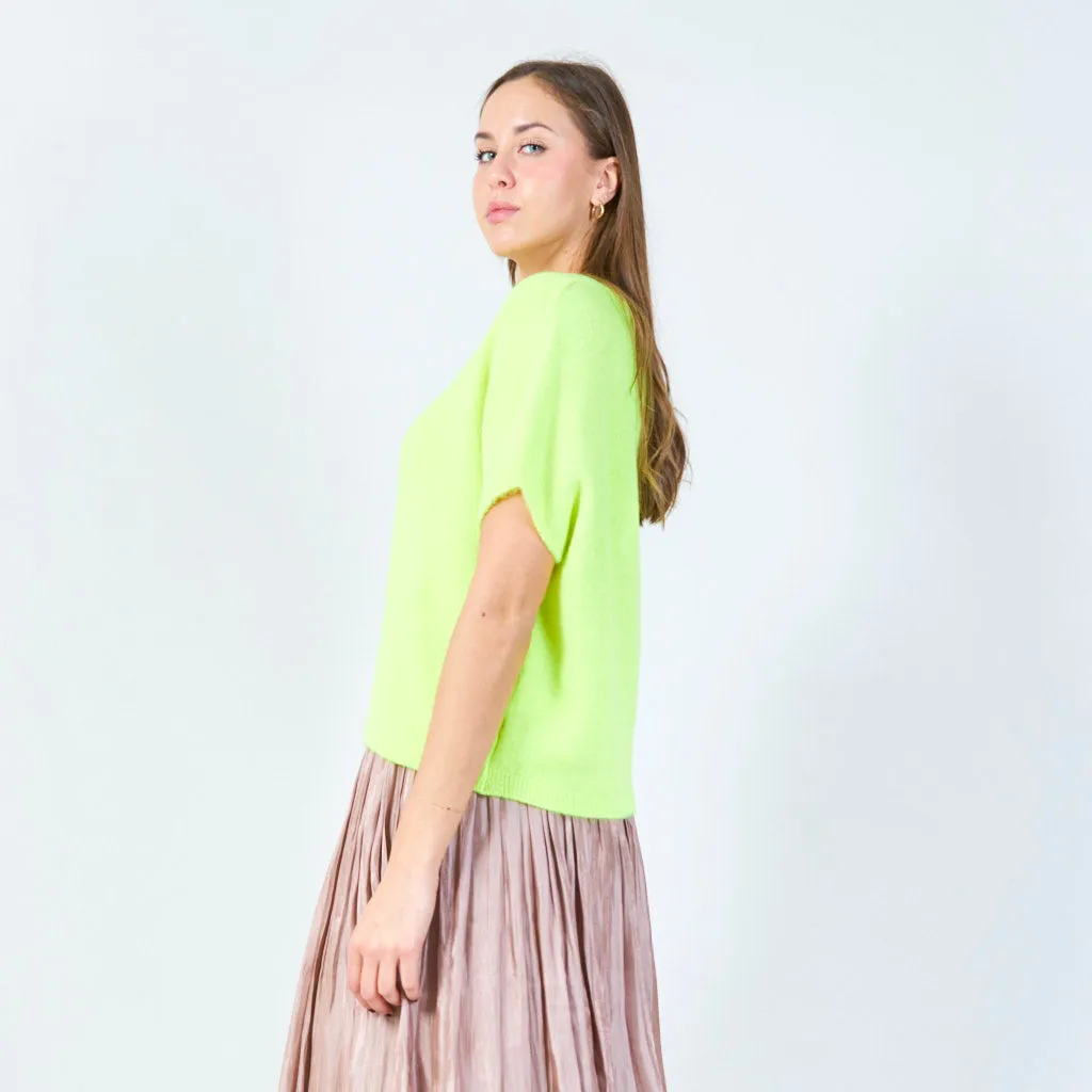V-neck loose-fit knit top wholesale