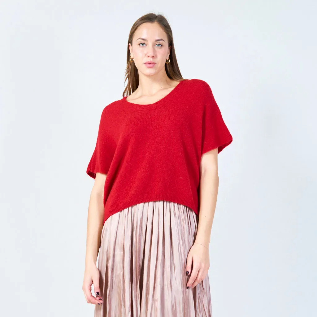 V-neck loose-fit knit top wholesale