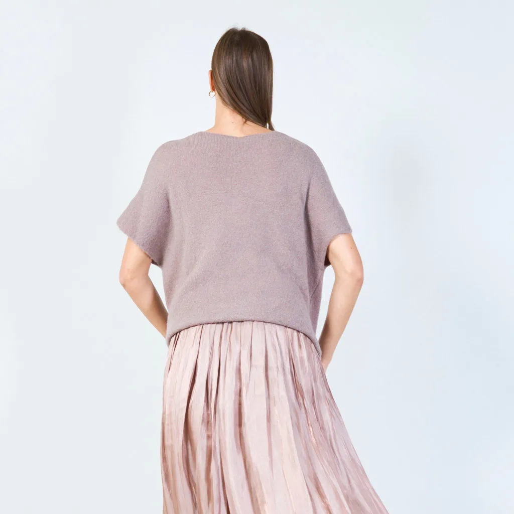 V-neck loose-fit knit top wholesale
