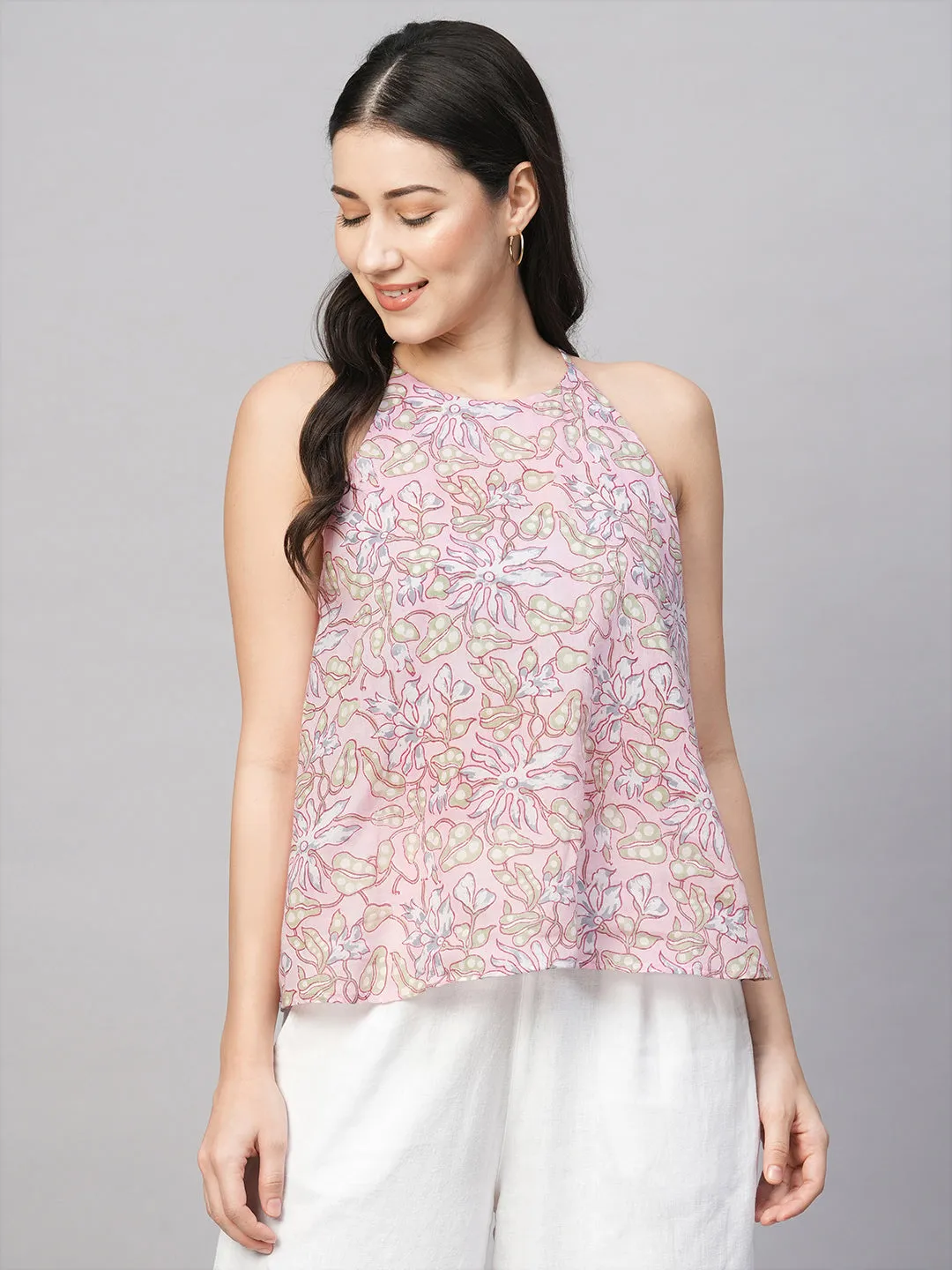Women's Pink Cotton Regular Fit Blouse