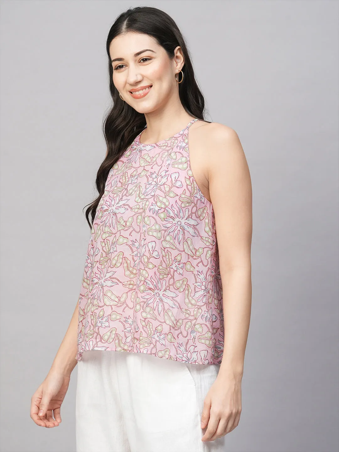 Women's Pink Cotton Regular Fit Blouse