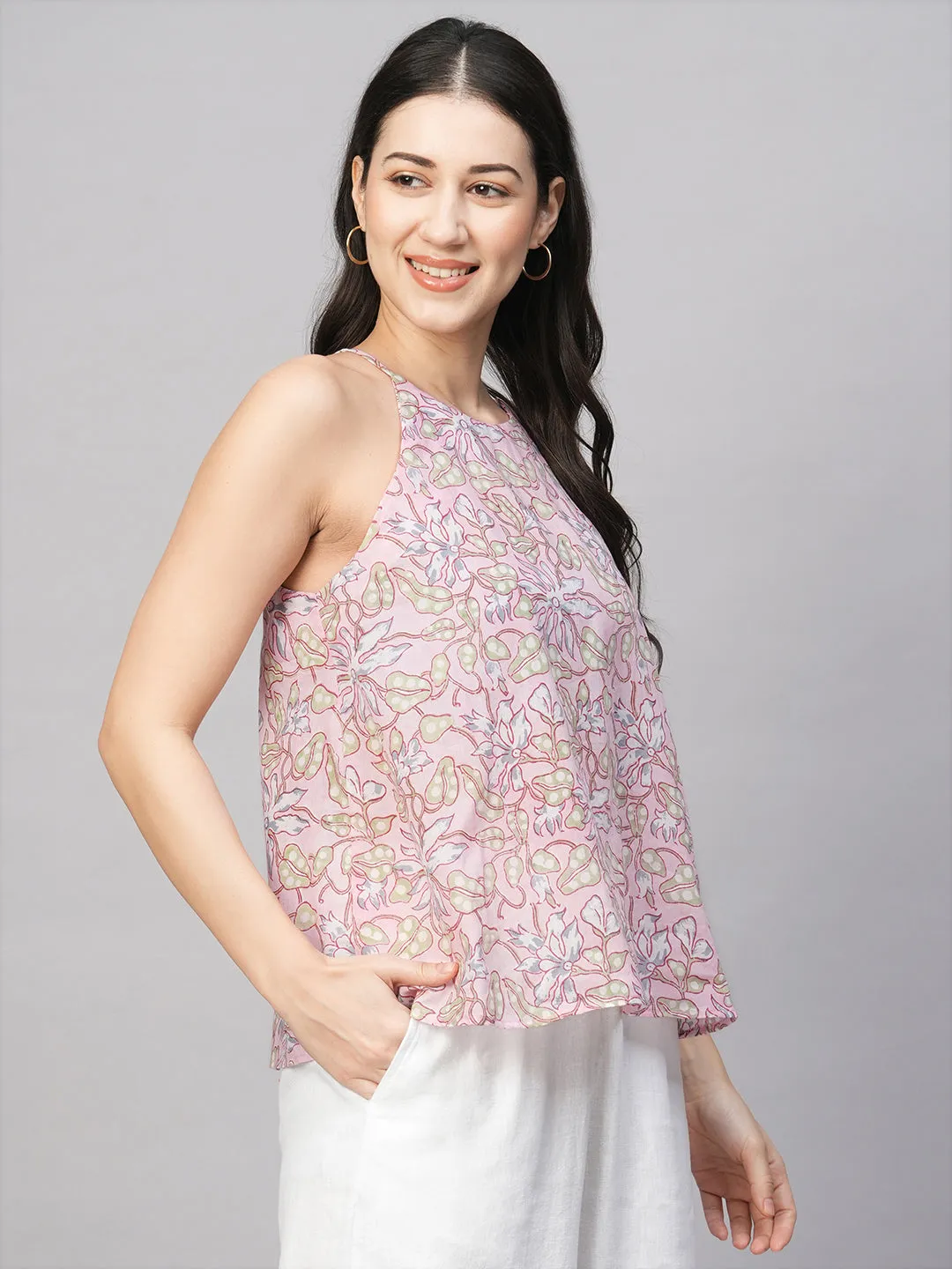 Women's Pink Cotton Regular Fit Blouse